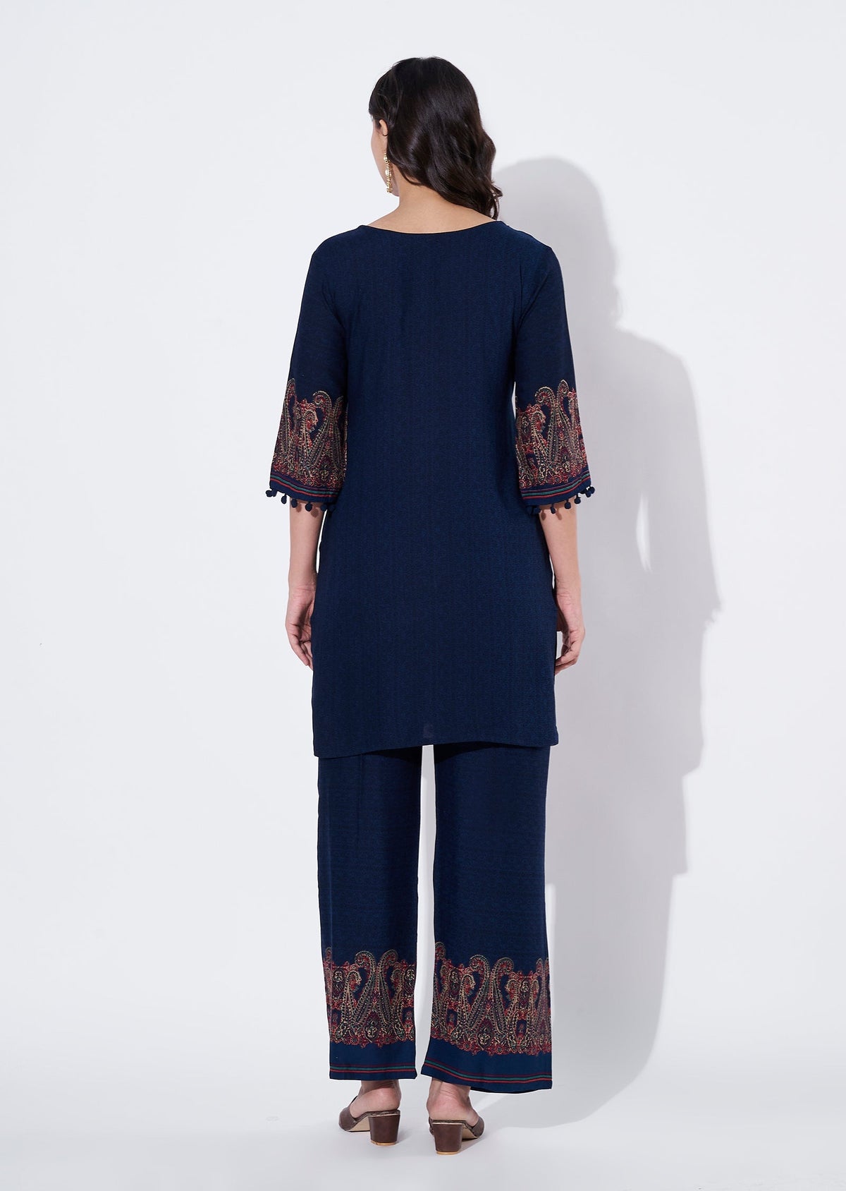 Blue Reyon Straight cut Kurti set