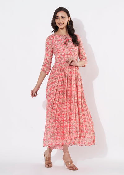 Pink Chinnon Long kurti