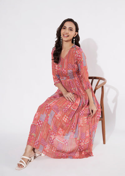 Rust Chinnon Long kurti