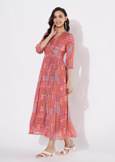 Rust Chinnon Long kurti