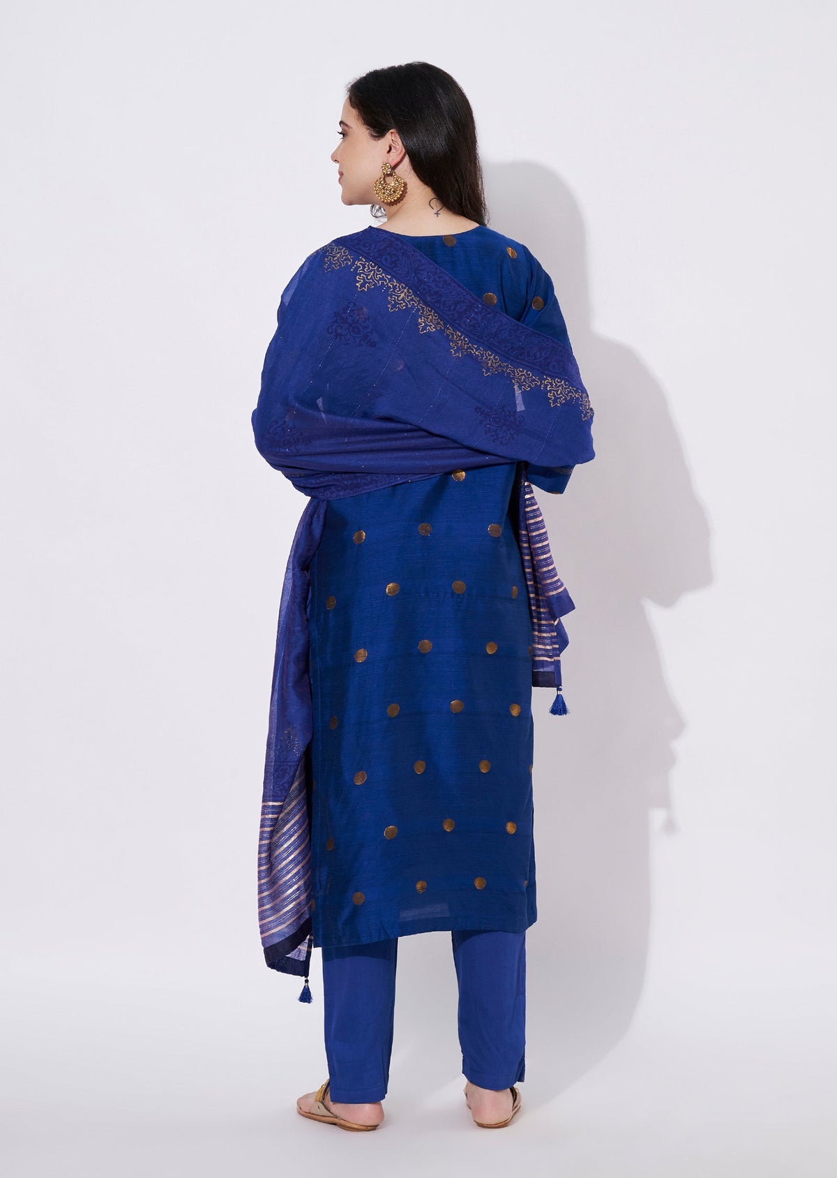 Blue Silk Straight cut suit