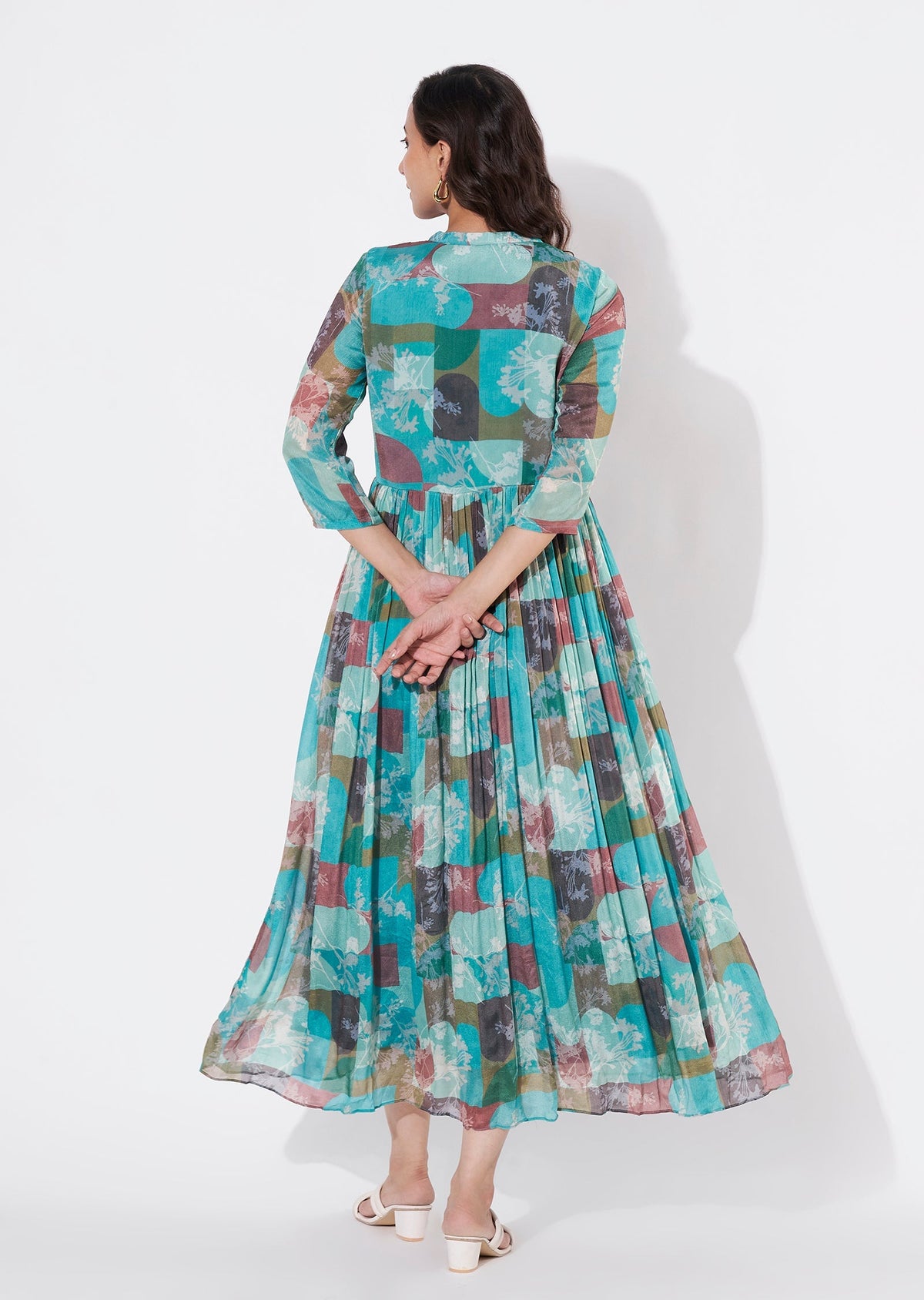 Rama Green Chinnon Long kurti