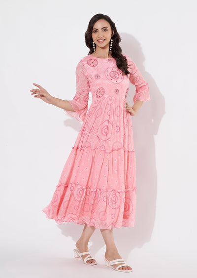 Pink Chinnon Long kurti