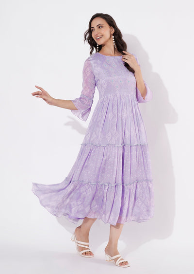 Light Purple Chinnon Long kurti