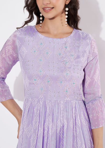 Light Purple Chinnon Long kurti