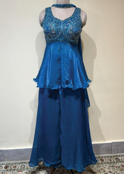Teal Blue Sharara Set