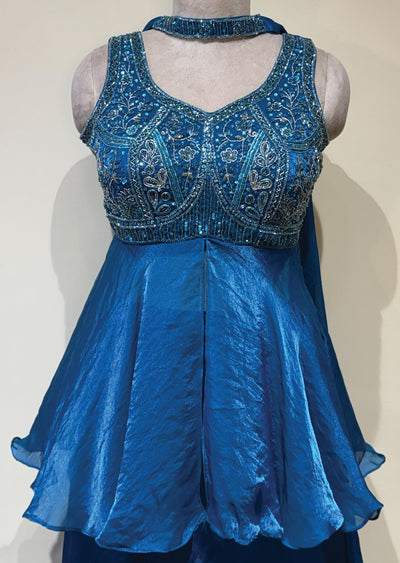 Teal Blue Sharara Set