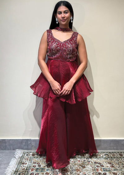 Maroon Sharara Set