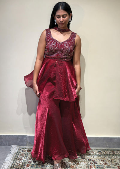 Maroon Sharara Set
