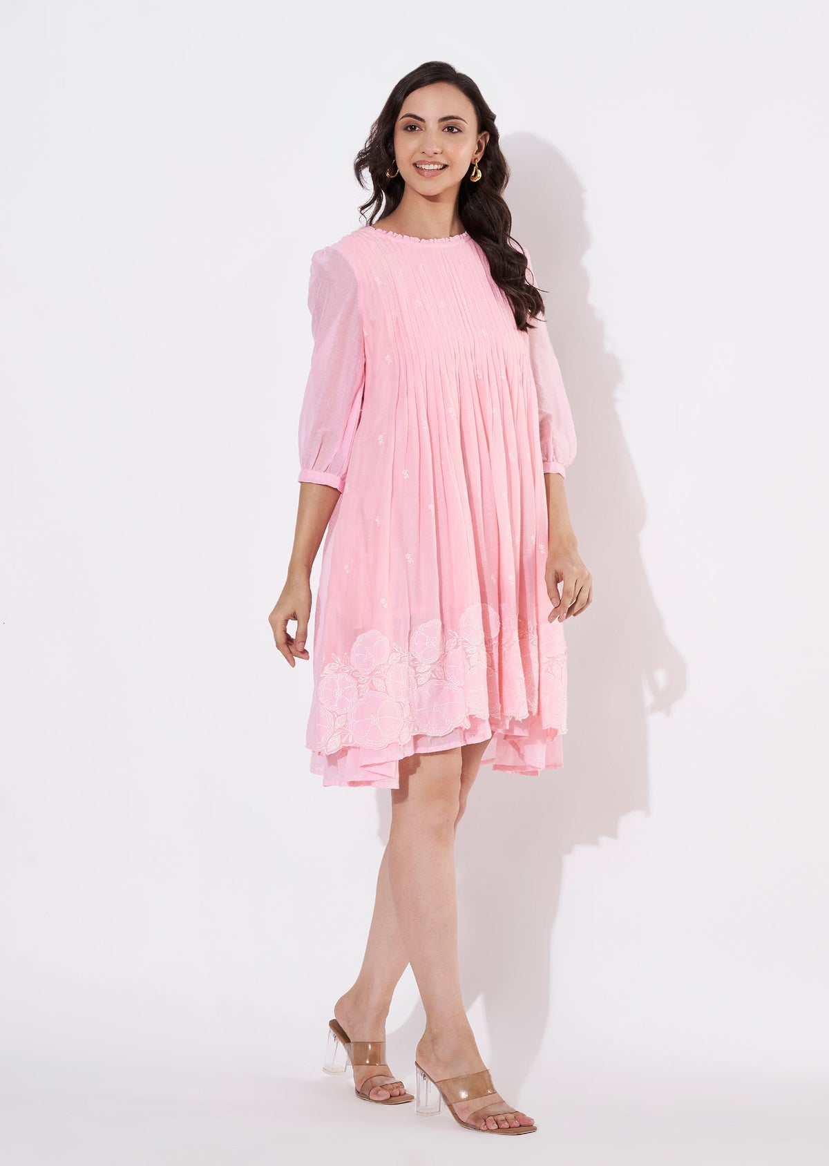 Light Pink Cotton Frock style kurti