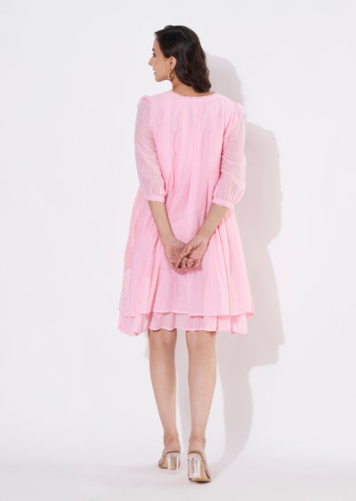 Light Pink Cotton Frock style kurti