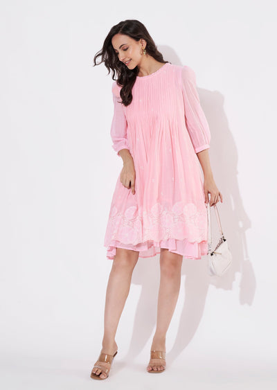 Light Pink Cotton Frock style kurti