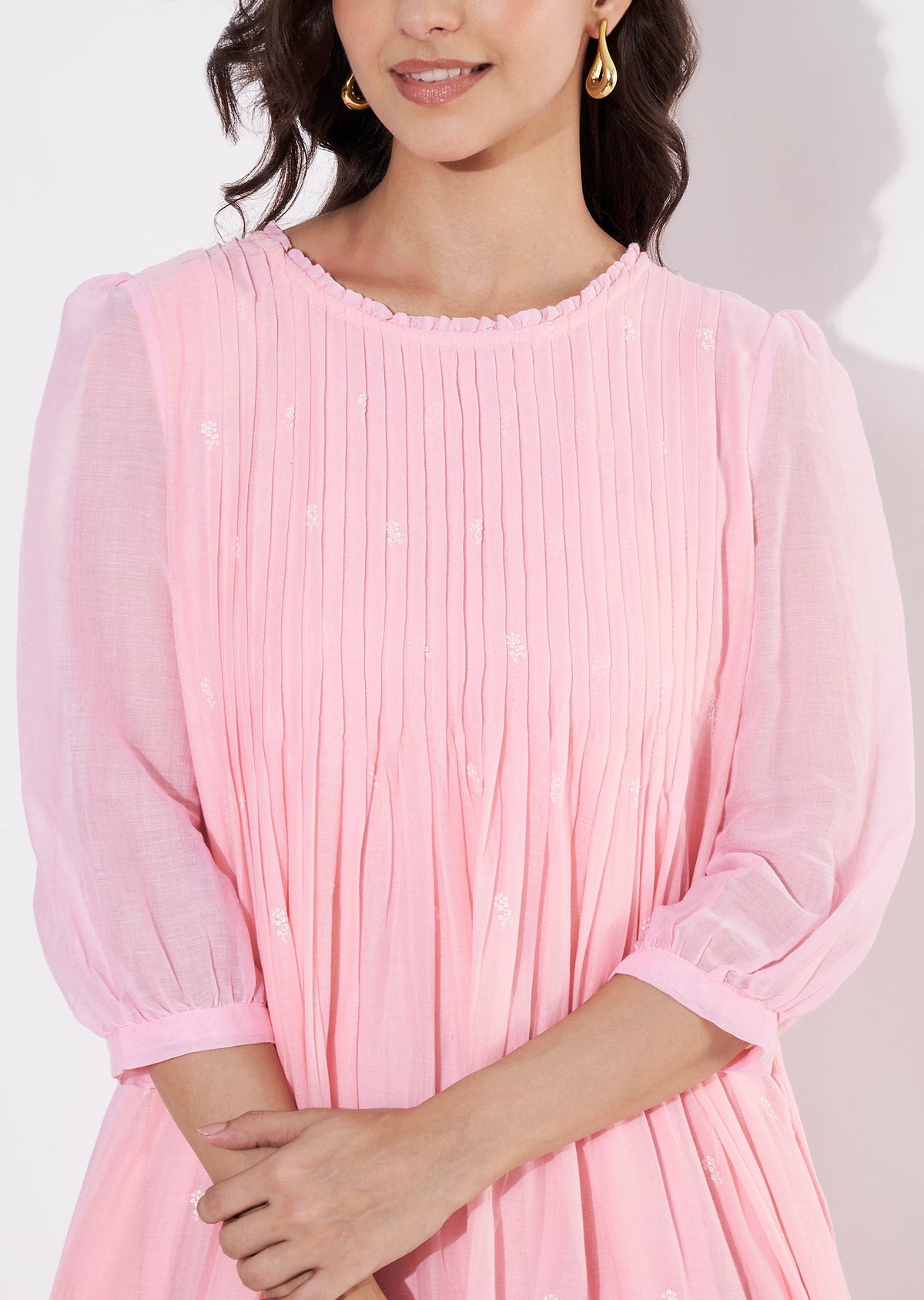 Light Pink Cotton Frock style kurti