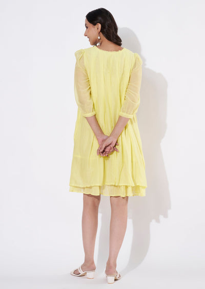 Yellow Cotton Frock style kurti