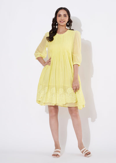 Yellow Cotton Frock style kurti