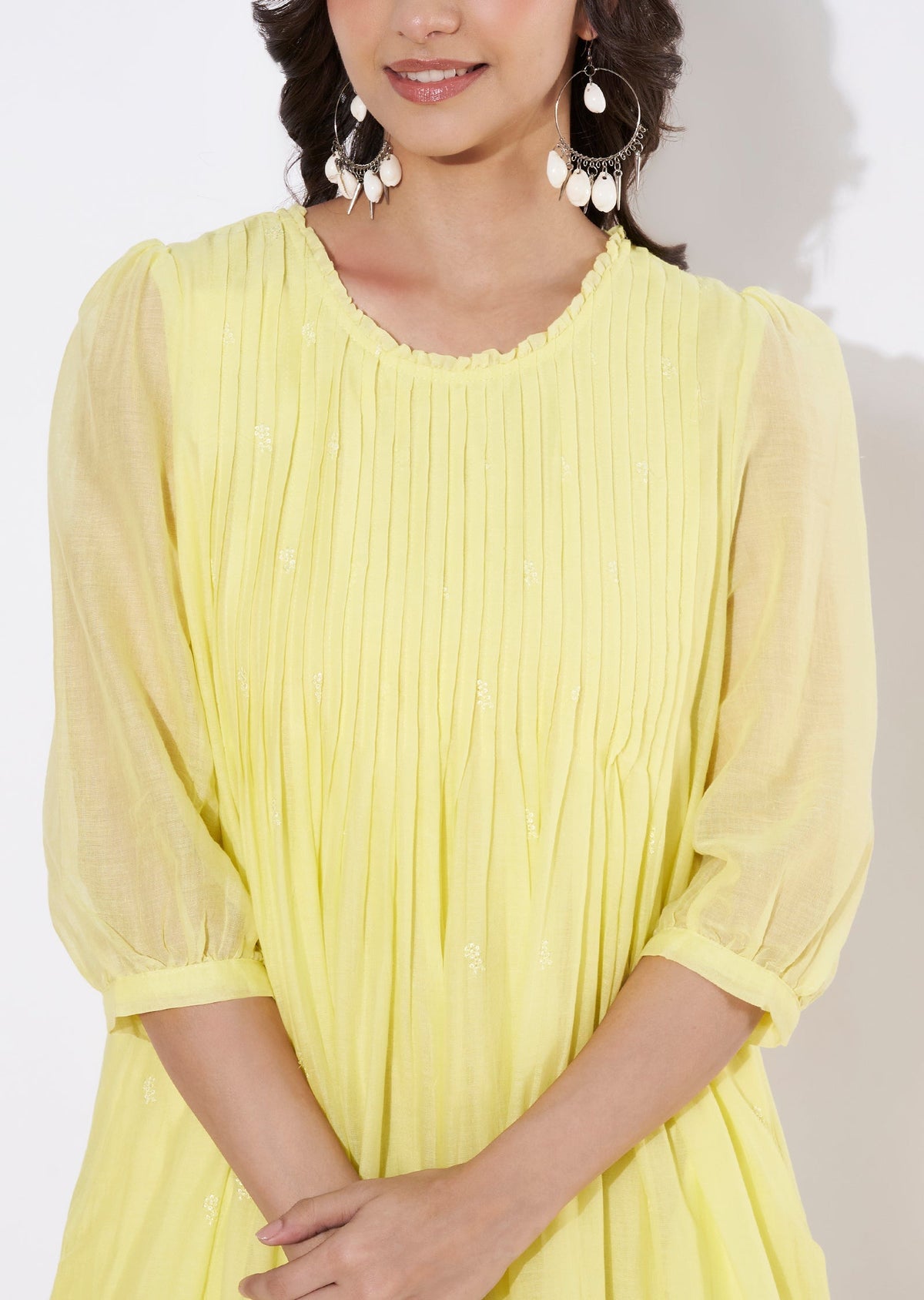 Yellow Cotton Frock style kurti