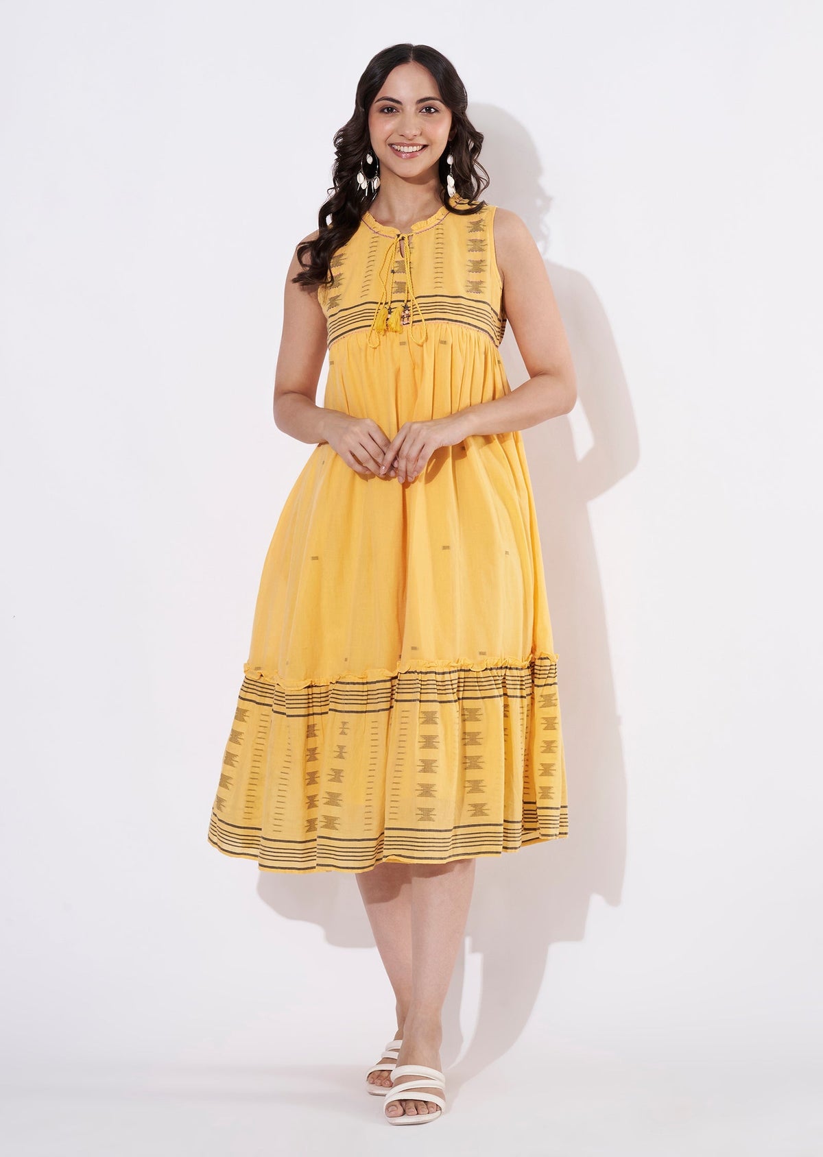 Light Mustard Cotton Frock style kurti