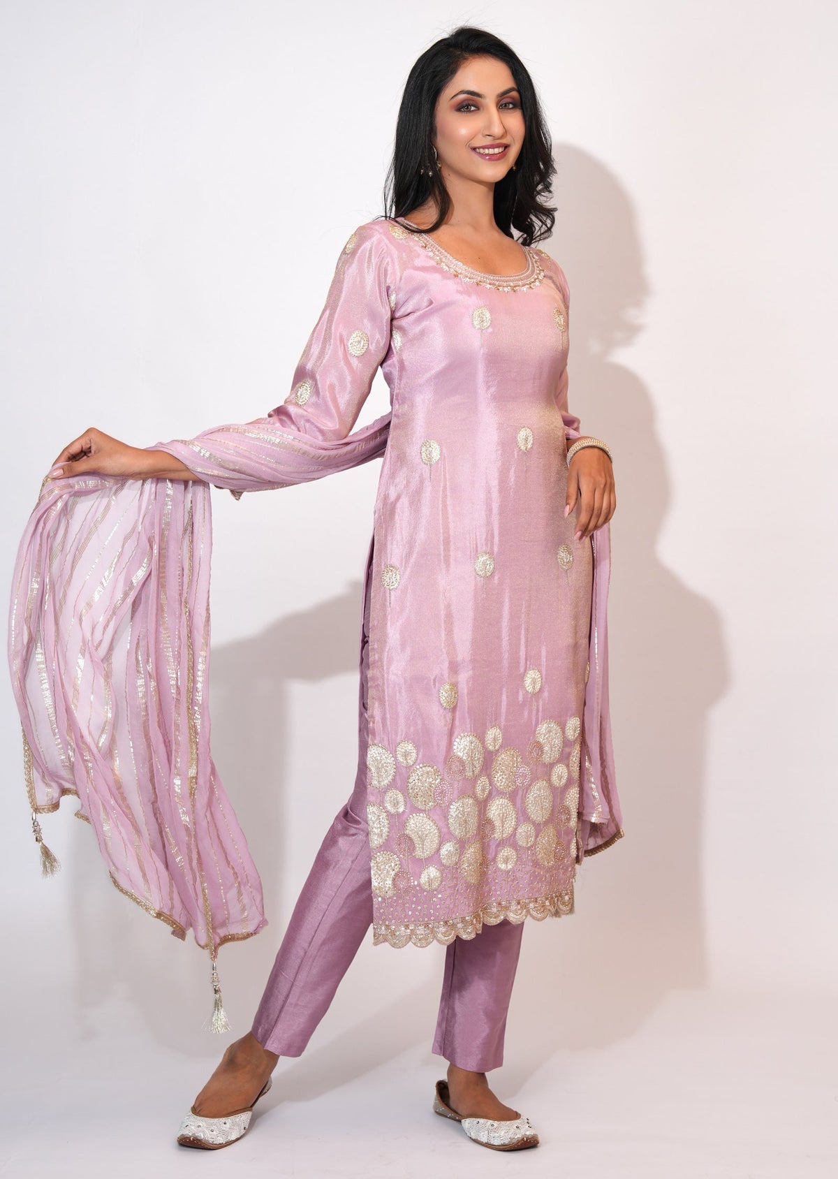 Light Pink Tissue Straight cut suit
