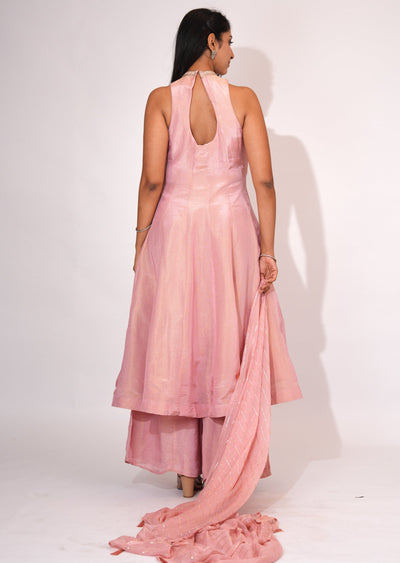 Light Pink Tissue Anarkali suit