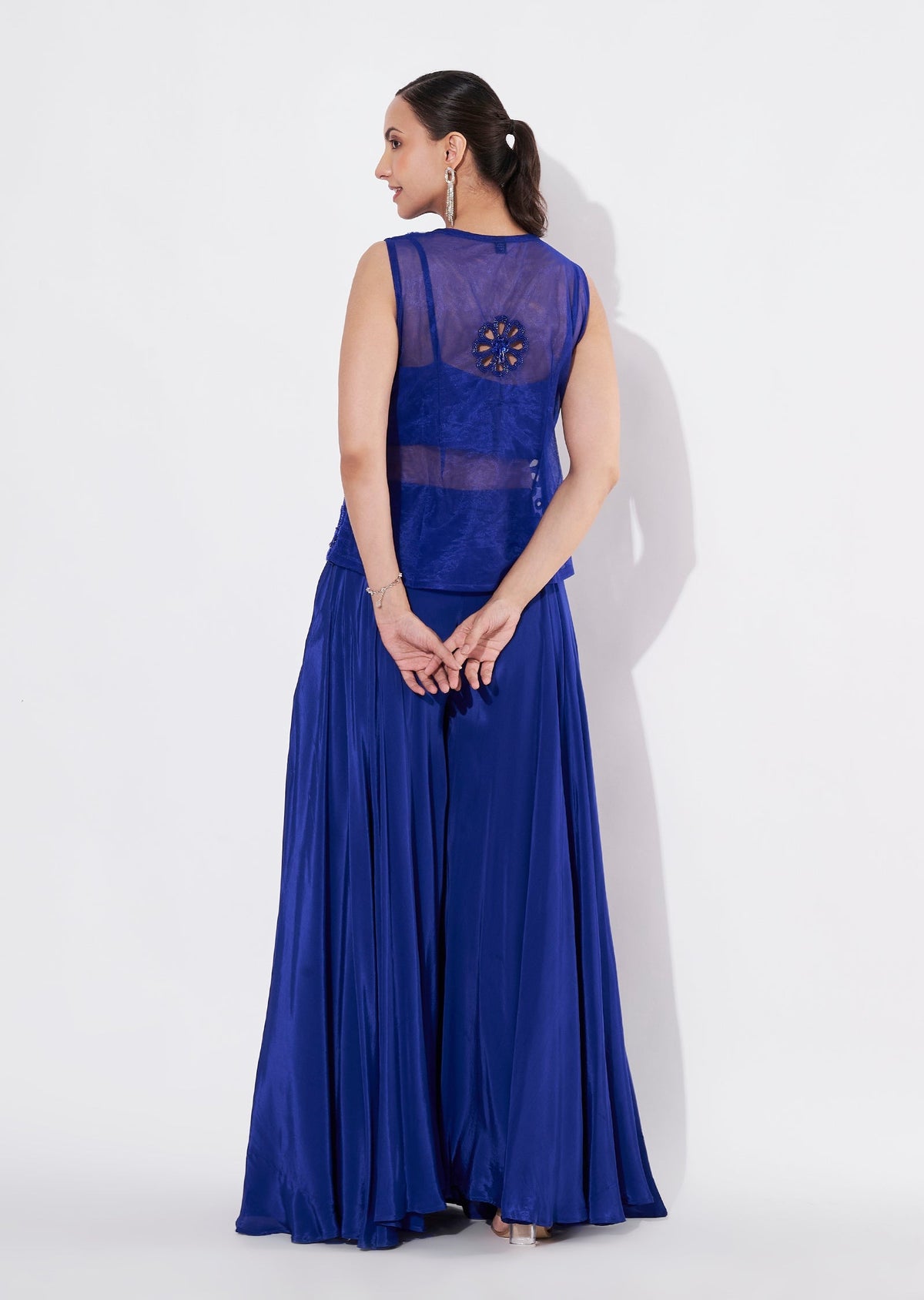Blue Net Peplum Set