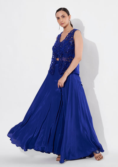 Blue Net Peplum Set