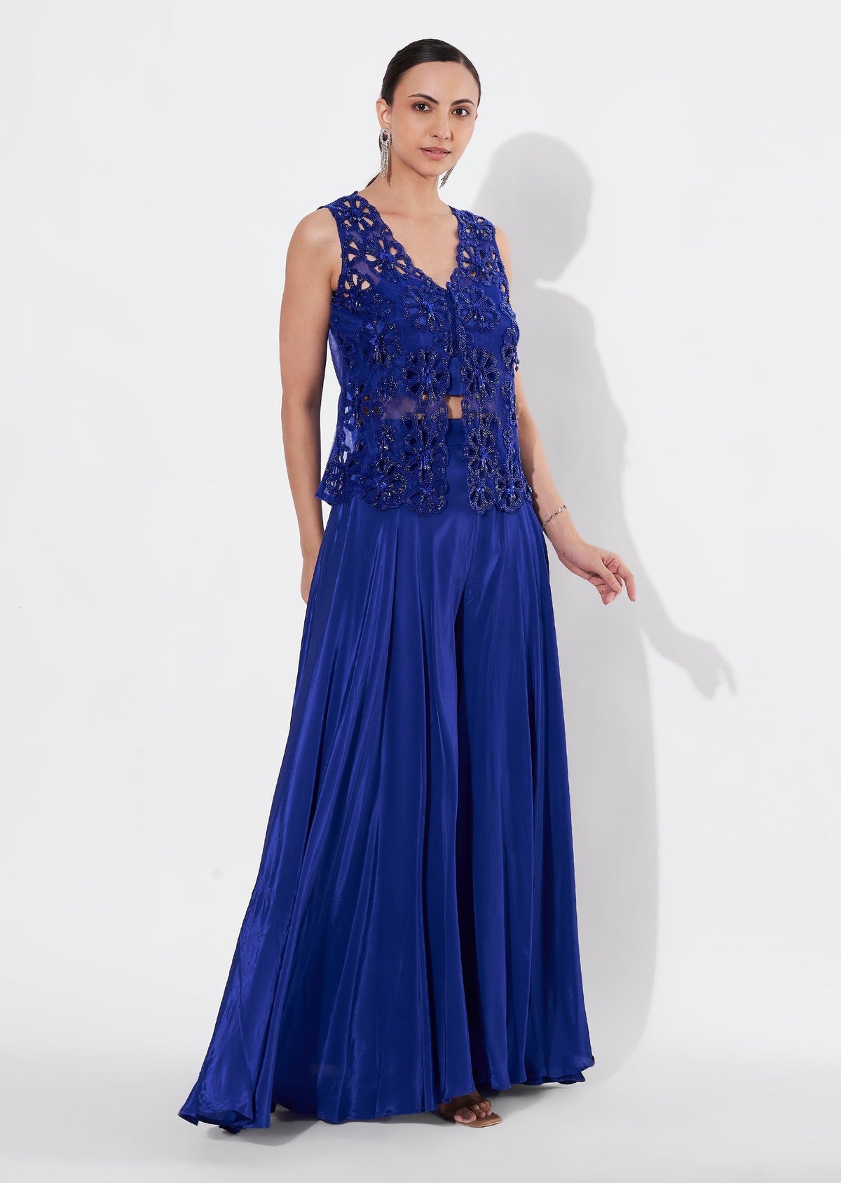 Blue Net Peplum Set