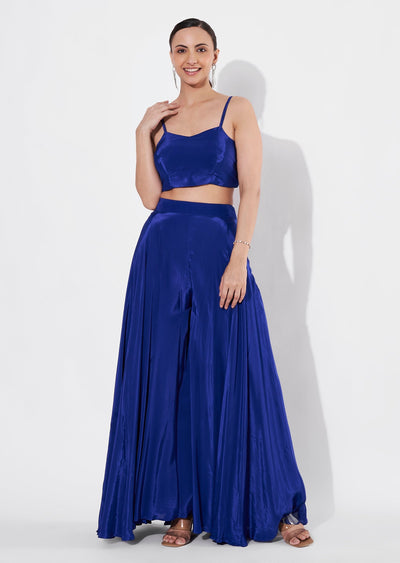Blue Net Peplum Set