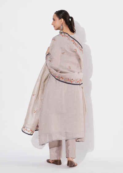 Grey Jute Anarkali suit