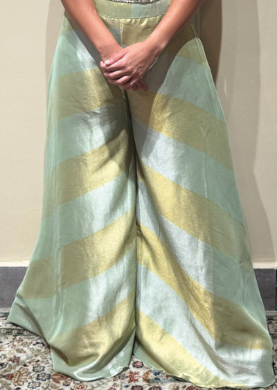 Light Green Tissue Indowestern set