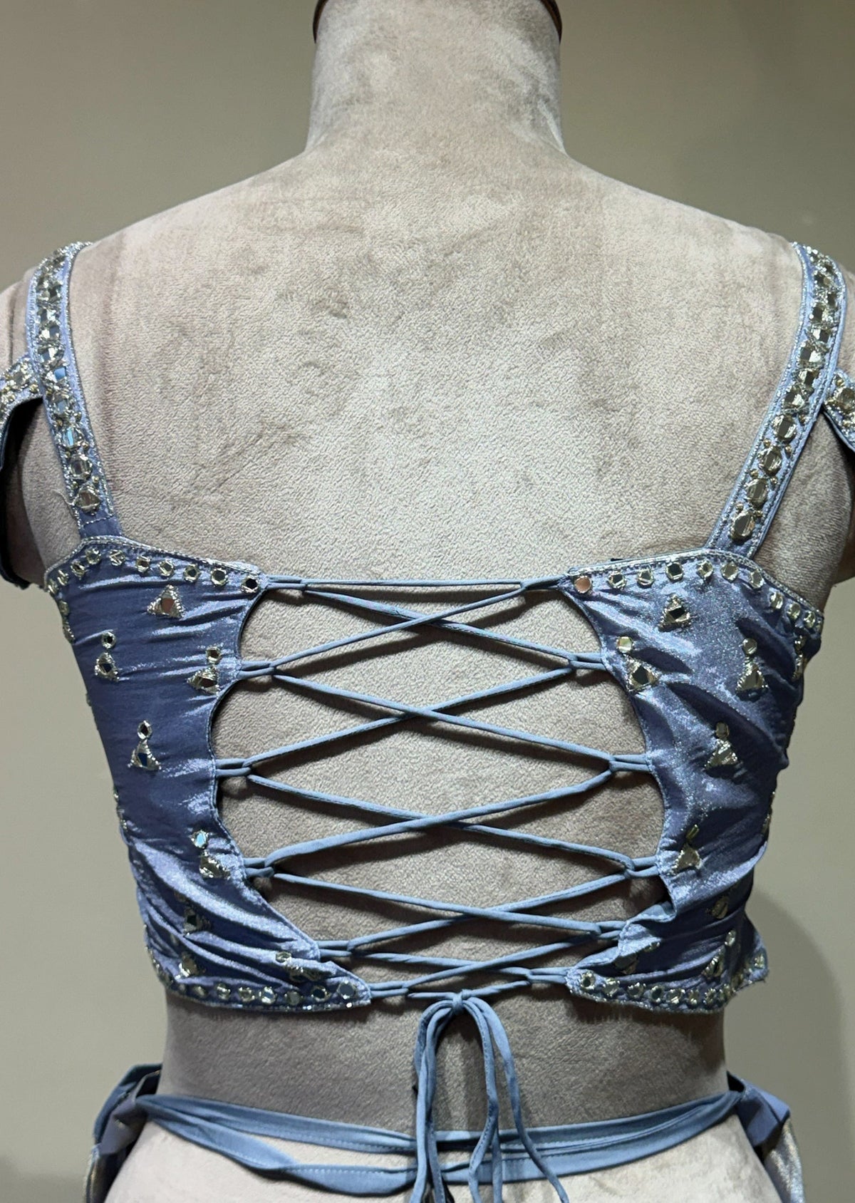 Grey Tissue Indowestern set