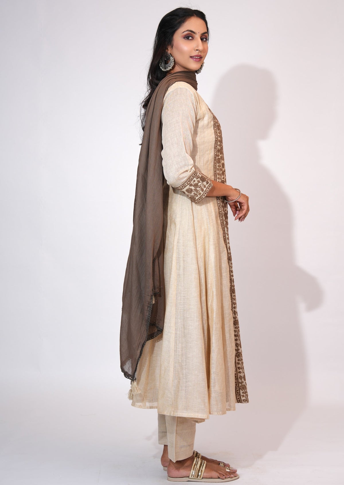 Natural Chanderi Anarkali suit