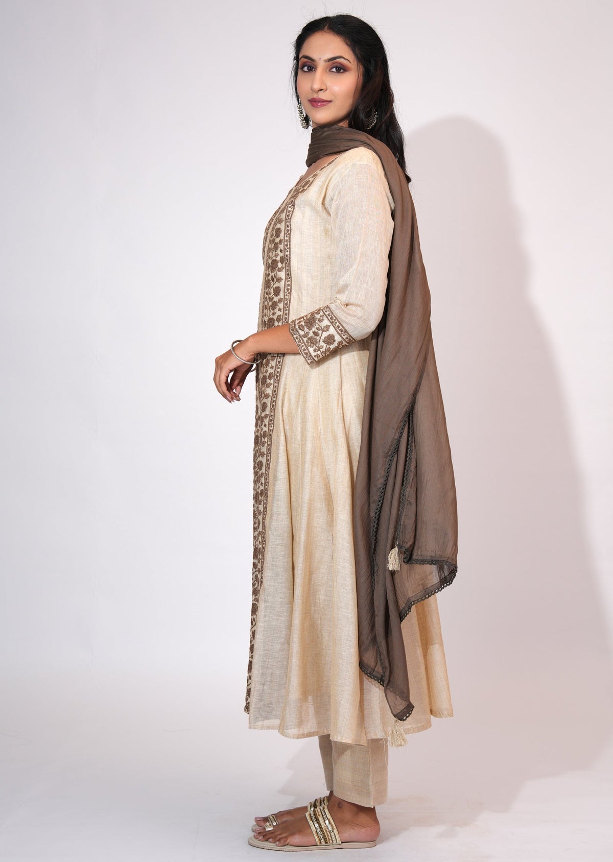 Natural Chanderi Anarkali suit
