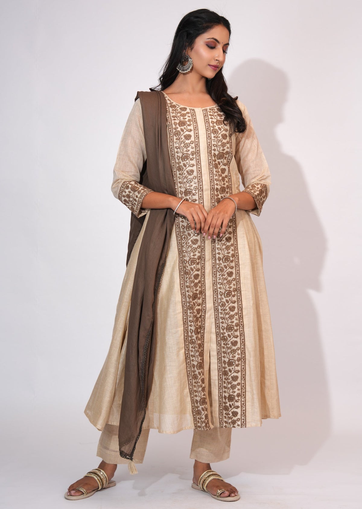 Natural Chanderi Anarkali suit