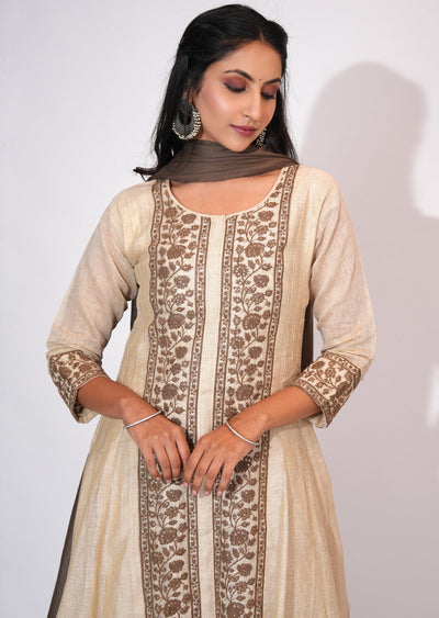 Natural Chanderi Anarkali suit