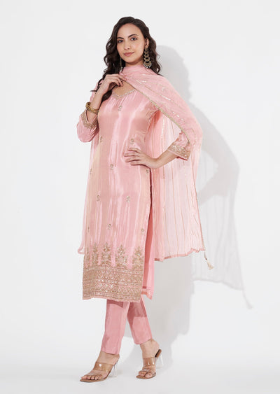 Light Pink Tissue Straight cut suit