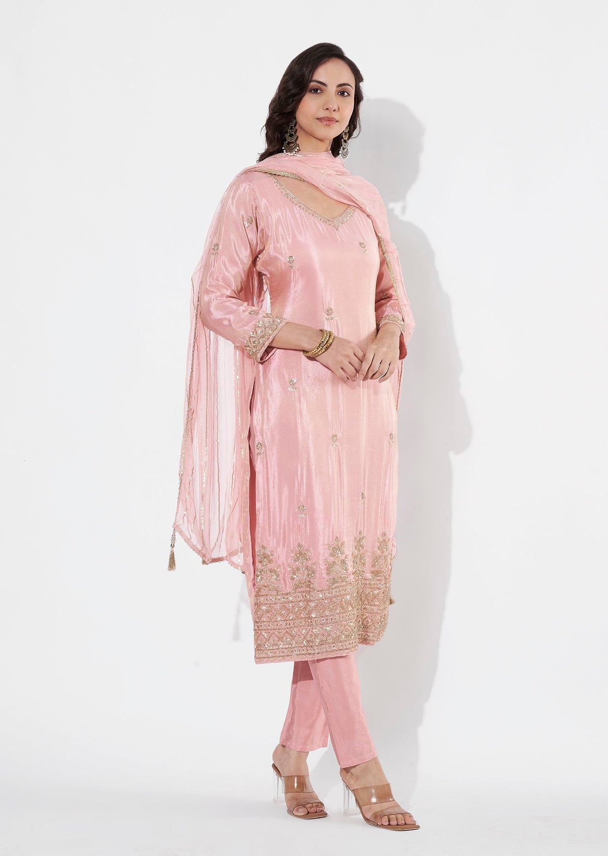 Light Pink Tissue Straight cut suit