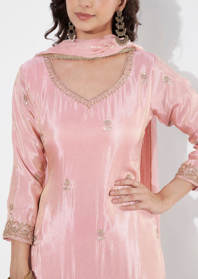 Light Pink Tissue Straight cut suit