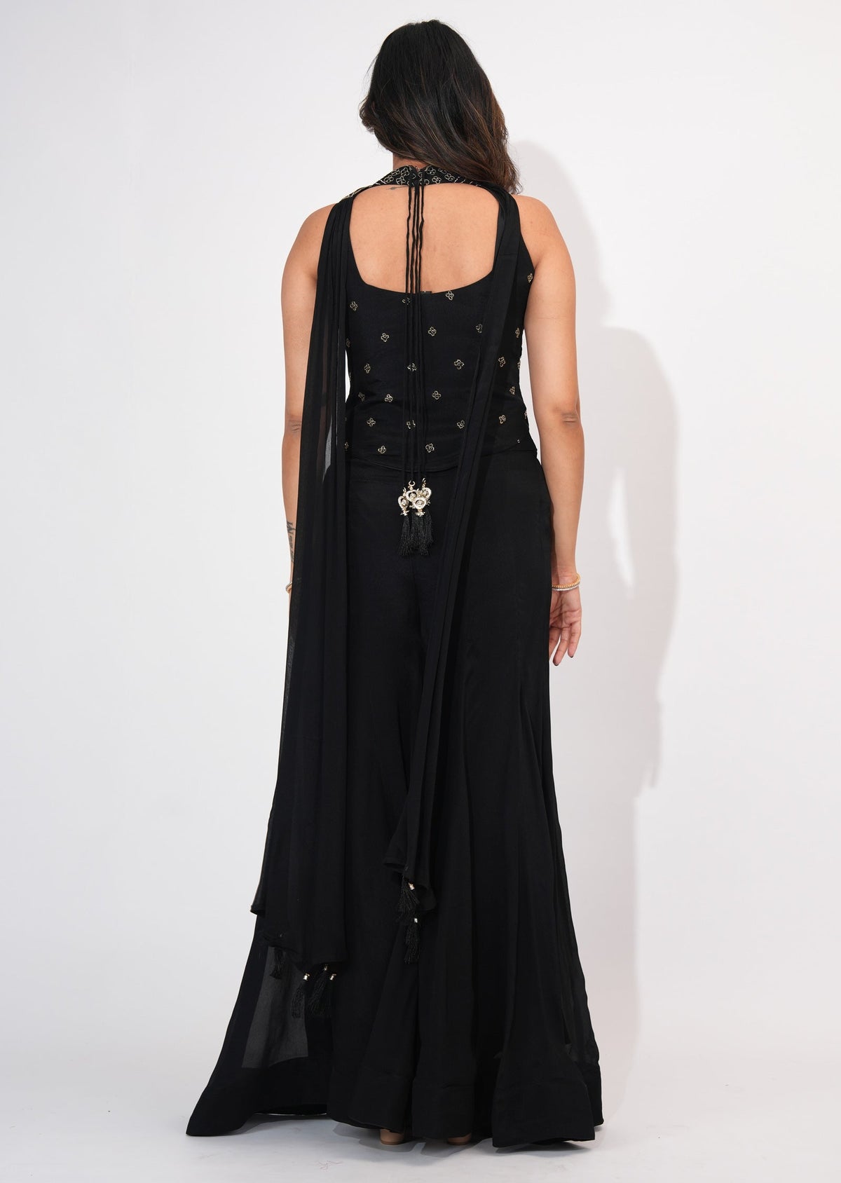 Black Georgette Sharara Set