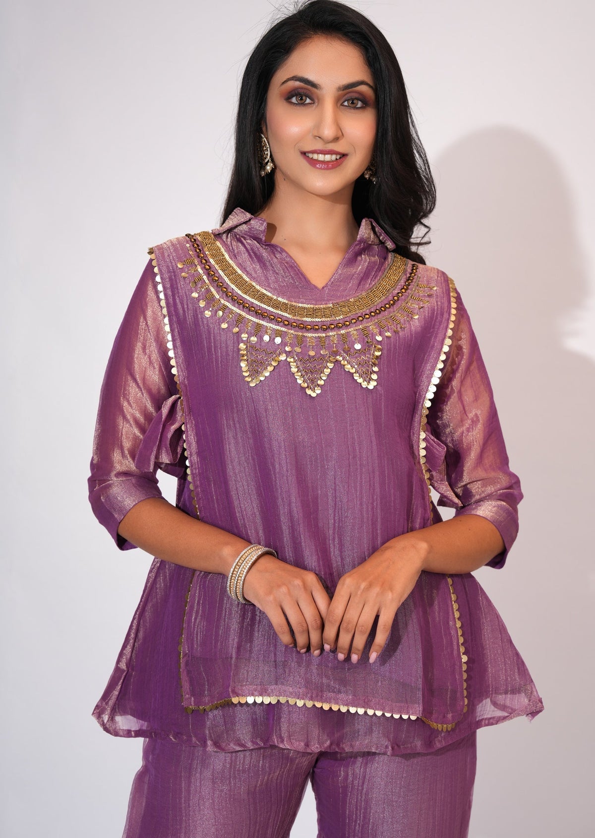 Purple Salsa Fusion wear kurti set