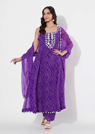 Purple Georegette Anarkali suit