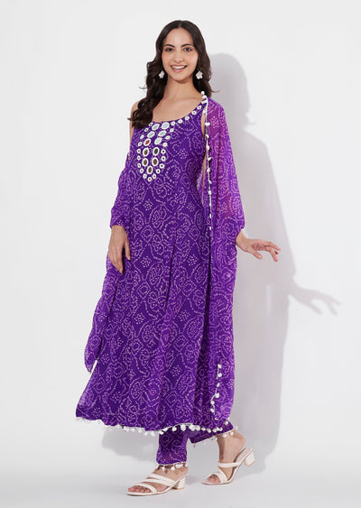 Purple Georegette Anarkali suit