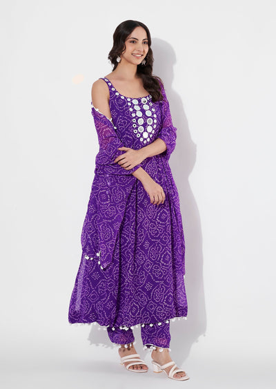 Purple Georegette Anarkali suit