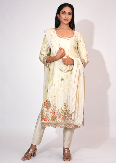 Cream Tissue Straight cut suit