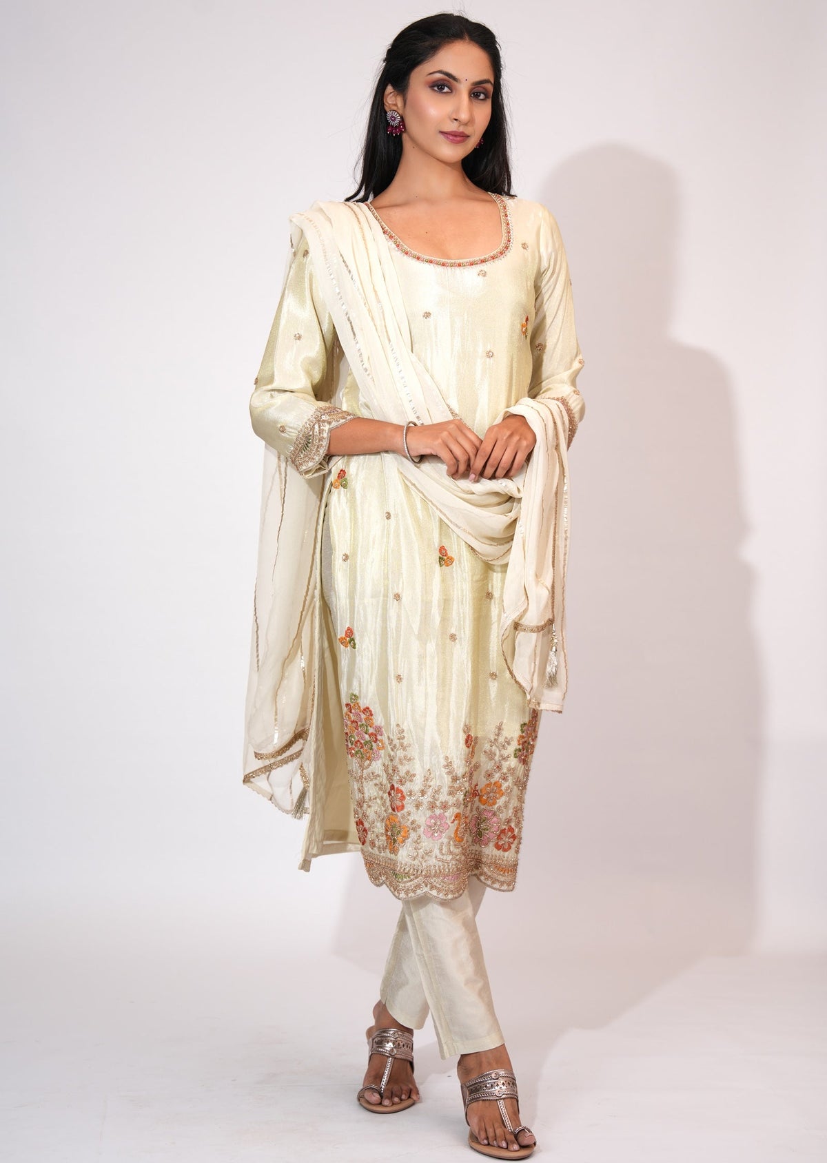 Cream Tissue Straight cut suit