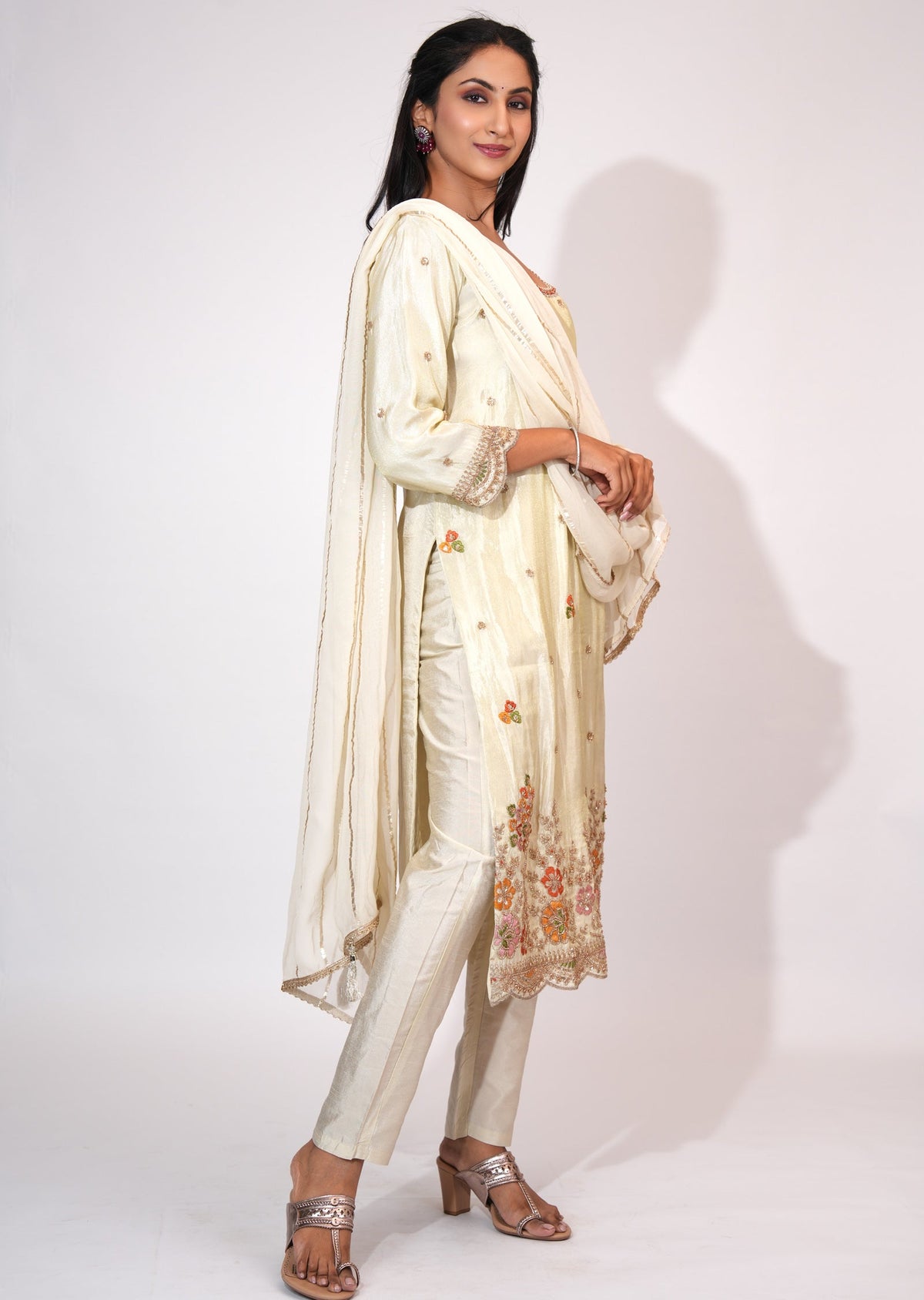 Cream Tissue Straight cut suit