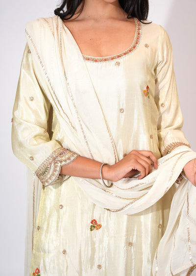Cream Tissue Straight cut suit
