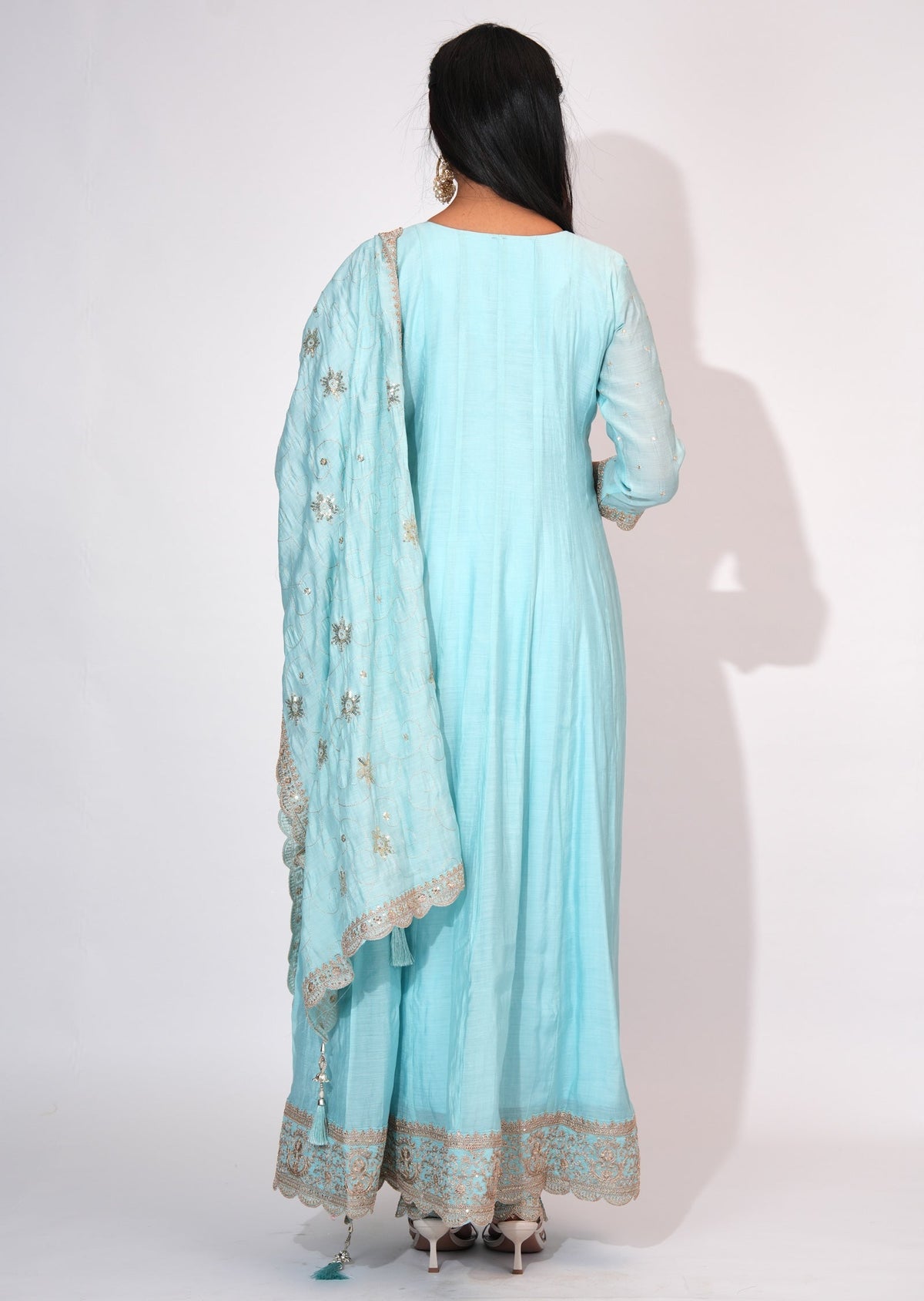 Light Blue Silk Anarkali suit