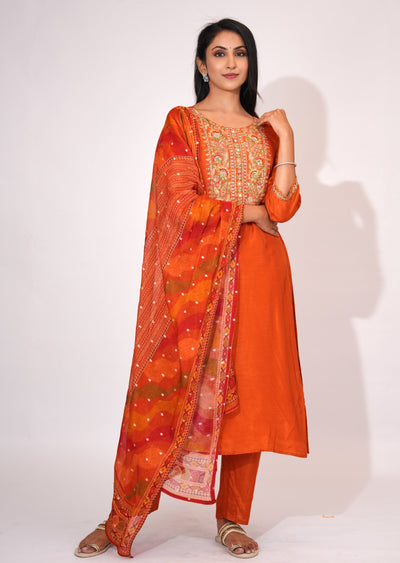 Rust Russian Silk Straight cut suit
