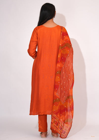 Rust Russian Silk Straight cut suit
