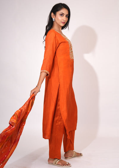 Rust Russian Silk Straight cut suit